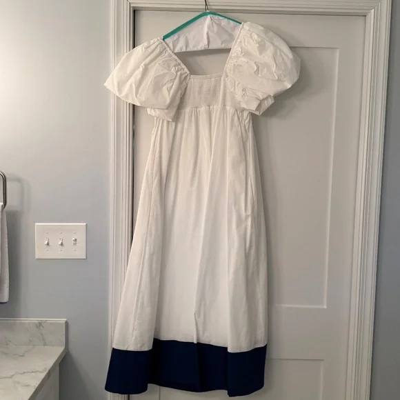 De Loreta x Tuckernuck White and Navy Kion Midi Dress, S, Like New - Picture 5 of 7
